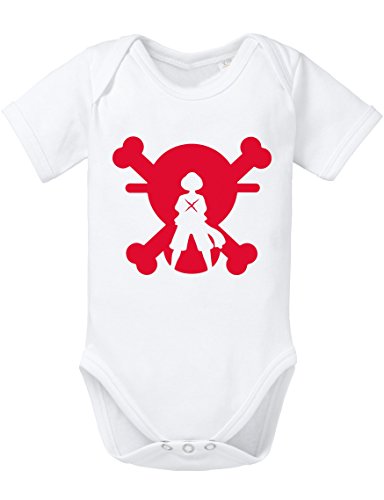 Ace Ruffy One Monkey Anime Piece Zoro Whitebeard Flag Baby Strampler Body, Größe:56;Farbe:Weiss von Sambosa