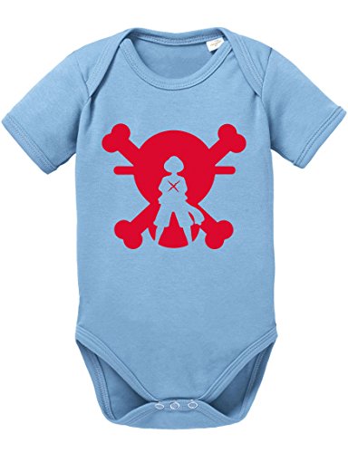 Ace Ruffy One Monkey Anime Piece Zoro Whitebeard Flag Baby Strampler Body, Größe:74;Farbe:Babyblau von Sambosa