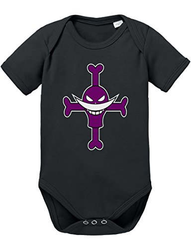Ace Ruffy One Monkey Anime Piece Zoro Whitebeard Logo Baby Strampler Body, Größe:56;Farbe:Schwarz von Sambosa