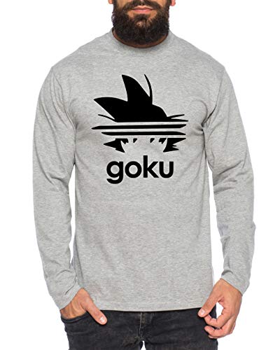 Adi Goku Herren Longsleeve One Goku Dragon Master Son Ball Vegeta Turtle Roshi Piece Golds Db, Farbe:Grau Meliert, Größe:M von Sambosa