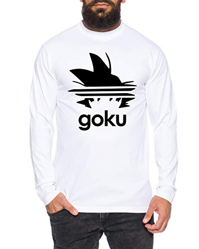 Adi Goku Herren Longsleeve One Goku Dragon Master Son Ball Vegeta Turtle Roshi Piece Golds Db, Größe:S, Farbe:Weiß von Sambosa