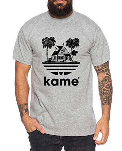Adi Kame House - Herren T-Shirt One Goku Dragon Master Son Ball Vegeta Turtle Roshi Piece Golds Db, Farbe:Dunkelgrau Meliert, Größe:3XL von Sambosa