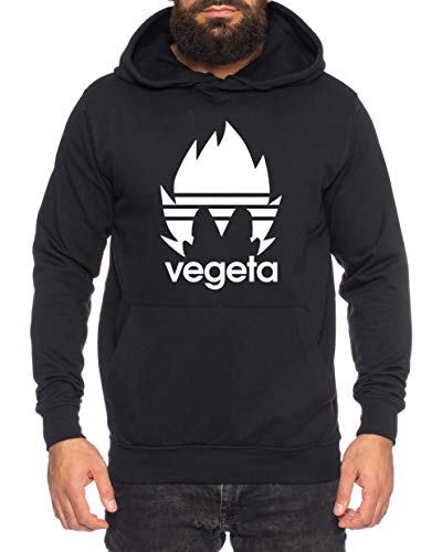 Adi Vegeta - Herren Hoodie Son Ruffy Luffy Naruto Saitama One Dragon Master Goku Ball Vegeta Turtle Roshi Piece Golds Db, Farbe:Schwarz, Größe:XXL von Sambosa