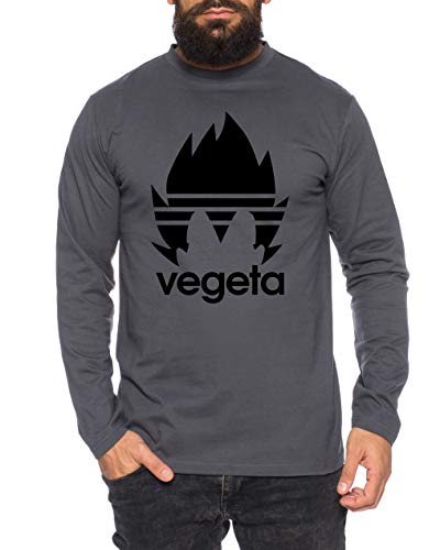 Adi Vegeta Herren Longsleeve One Goku Dragon Master Son Ball Vegeta Turtle Roshi Piece Golds Db, Farbe:Dunkelgrau, Größe:XL von Sambosa