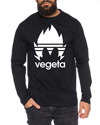 Adi Vegeta Herren Longsleeve One Goku Dragon Master Son Ball Vegeta Turtle Roshi Piece Golds Db, Farbe:Schwarz, Größe:L von Sambosa