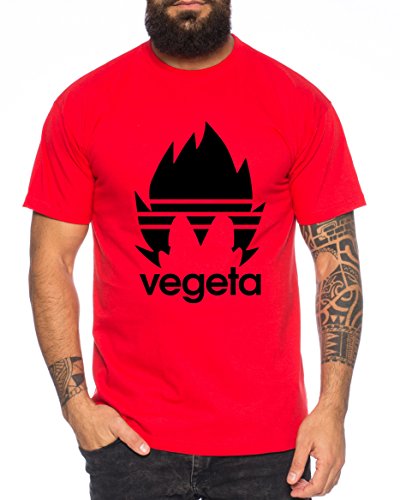 Adi Vegeta Herren T-Shirt One Goku Dragon Master Son Ball Vegeta Turtle Roshi Piece Golds Db, Farbe:Rot;Größe:L von Sambosa