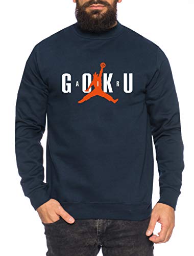 Air Goku Herren Sweatshirt Son Dragon Master Ball Vegeta Turtle Roshi Db, Farbe:Dunkelblau, Größe:L von Sambosa