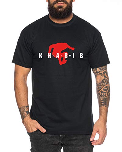 Air Khabib II Herren T-Shirt Cooles Fitness Sport Shirt, Farbe:Schwarz, Größe:S von Sambosa