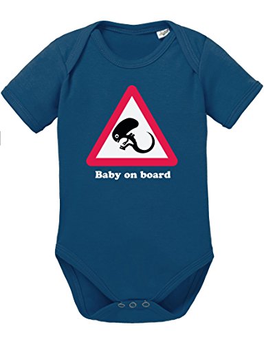 Alien Baby on Board Baby Strampler Body, Größe:62;Farbe:Navy von Sambosa