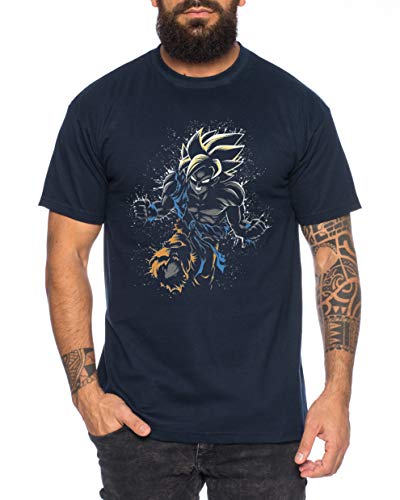 Angry Goku - Herren T-Shirt Son Ruffy Luffy Naruto Saitama One Dragon Master Goku Ball Vegeta Turtle Roshi Piece Golds Db, Farbe:Dunkelblau, Größe:L Angry Goku - Herren T-Shirt Son Ruffy Luffy Naruto Saitama One Dragon Master Goku Ball Vegeta Turtle Roshi Piece Golds Db, Farbe:Dunkelblau, Größe:L von Sambosa