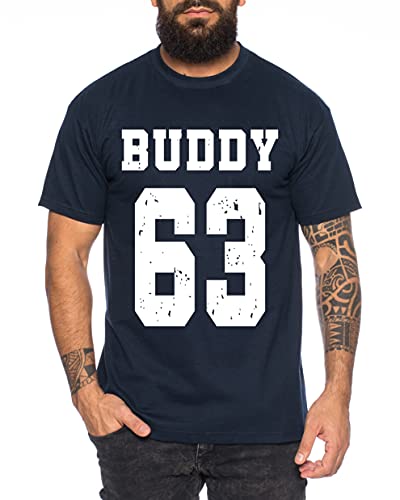 Buddy Football 63 Movie Star Film Herren T-Shirt, Farbe:Dunkelblau, Größe:L von Sambosa