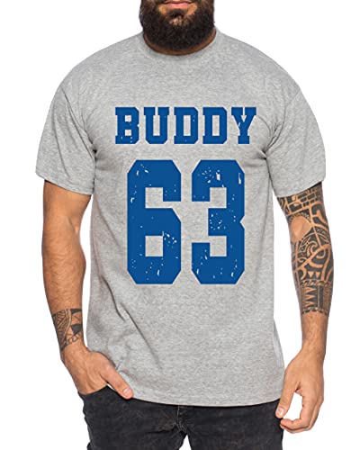 Buddy Football 63 Movie Star Film Herren T-Shirt, Farbe:Dunkelgrau Meliert, Größe:3XL von Sambosa