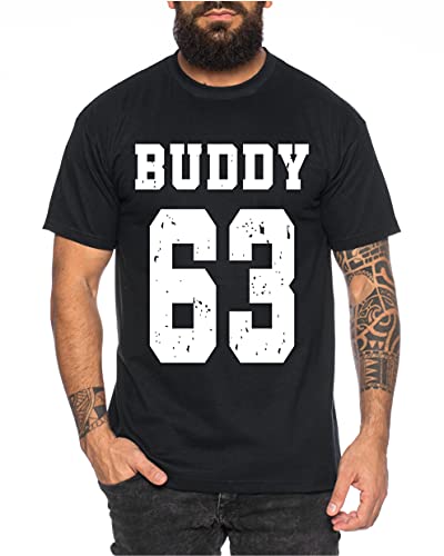 Buddy Football 63 Movie Star Film Herren T-Shirt, Farbe:Schwarz, Größe:XL von Sambosa