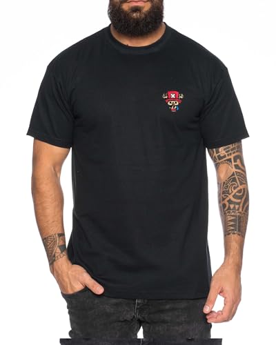 Chopper Icon Straw Hat Besticktes Herren T-Shirt - Manga Pirat Anime Luffy One, Farbe:Schwarz, Größe:L von Sambosa