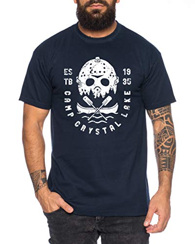 Crystal Lake - Herren T-Shirt Halloween Michael Horror Myers Pennywise Man 13 Jason Voorhees Nightmare, Farbe:Dunkelblau, Größe:4XL von Sambosa