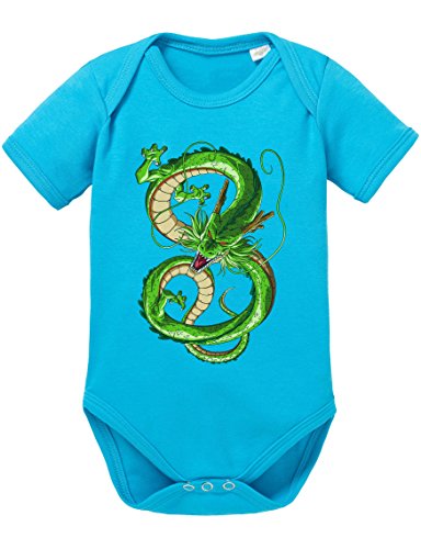 Dragon Son Goku Ball Z Anime Manga Baby Nerd Fun Shenglong Baby Strampler Body, Größe:62;Farbe:Türkis von Sambosa