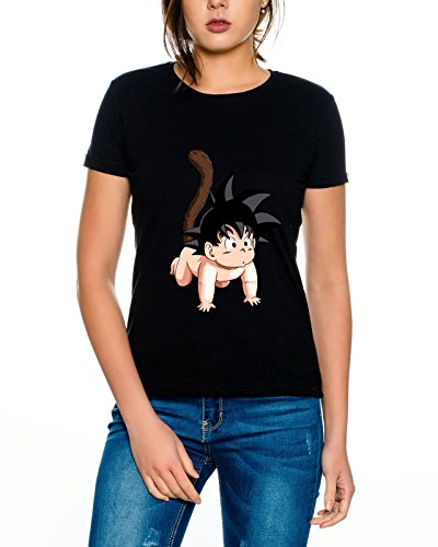 Dragon Vegeta Ball Son Goku Roshi DBZ Kult Fun Manga Anime Damen T-Shirt, Farbe:Schwarz;Größe:S von Sambosa