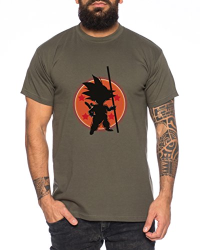 Dragon Vegeta Ball Son Goku Roshi DBZ Kult Fun Manga Anime Herren T-Shirt, Farbe:Khaki;Größe:XL von Sambosa