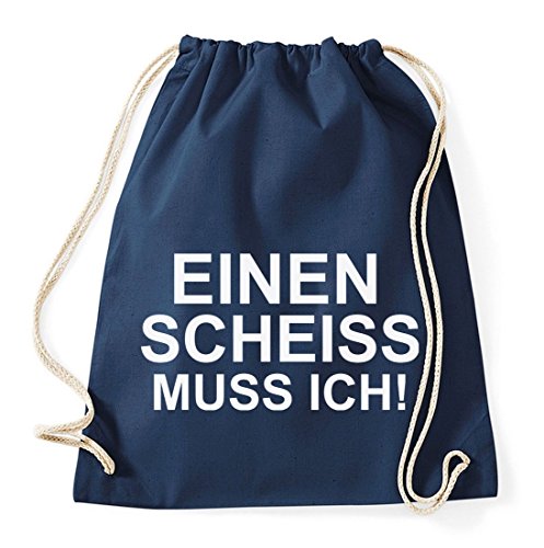 Einen Scheiss Muss Ich Gym Bag Turnbeutel Rucksack Sport Hipster Style in 8 Farben, Farbe:Dunkelblau von Sambosa