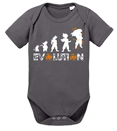 Evolution Dragon Son Baby Ball Strampler Bio Baumwolle Body Jungen & Mädchen 0-12 Monate, Größe:56/0-2 Monate, Farbe:Dunkel Grau von Sambosa