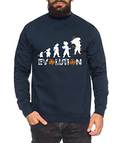 Evolution Herren Sweatshirt Goku Dragon Master Son Ball Vegeta Turtle Roshi Db, Größe:M, Farbe:Navy von Sambosa