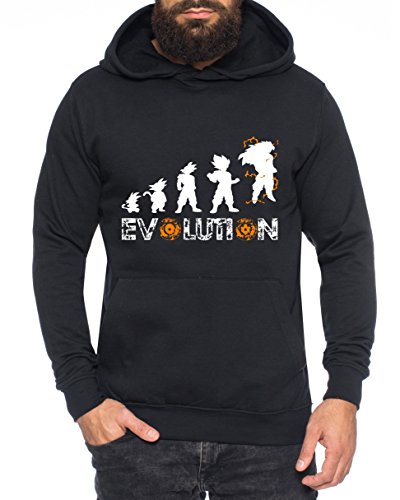 Evolution Nerd Herren Hoodie One Goku Dragon Master Son Ball Vegeta Turtle Roshi Piece Golds Db, Farbe:Schwarz;Größe:XL von Sambosa