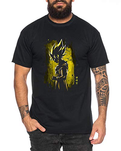 Goko Sard - Herren T-Shirt Son Ruffy Luffy Naruto Saitama One Dragon Master Goku Ball Vegeta Turtle Roshi Piece Golds Db, Farbe:Schwarz, Größe:L von Sambosa