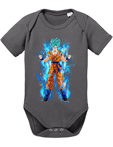 Goku Blau Aura Baby Strampler Body Dragon Master Son Ball Vegeta Turtle Roshi Db, Größe:56;Farbe:Grau von Sambosa
