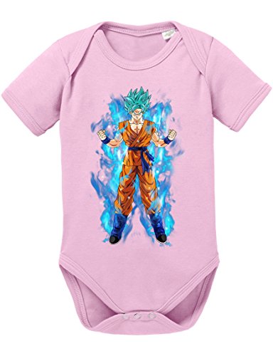 Goku Blau Aura Baby Strampler Body Dragon Master Son Ball Vegeta Turtle Roshi Db, Größe:56;Farbe:Rosa von Sambosa