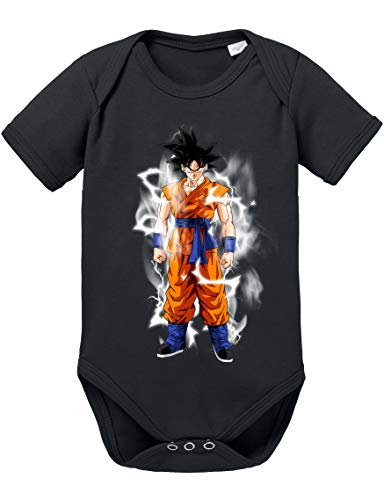 Goku Blitz Baby Dragon Son Ball Strampler Bio Baumwolle Body Jungen & Mädchen 0-12 Monate, Größe:56/0-2 Monate, Farbe:Schwarz von Sambosa