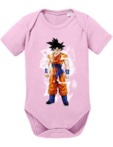 Goku Blitz Baby Dragon Son Ball Strampler Bio Baumwolle Body Jungen & Mädchen 0-12 Monate, Größe:62/2-3 Monate, Farbe:Rosa von Sambosa