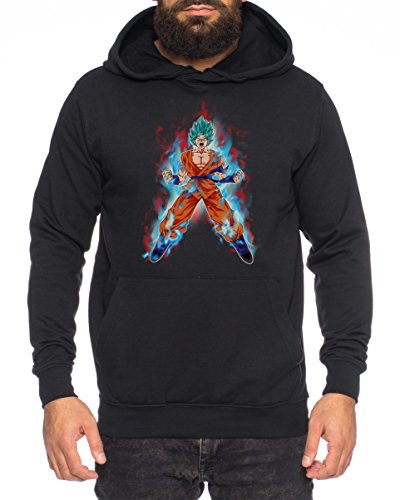 GokuBluefire Nerd Herren Hoodie One Goku Dragon Master Son Ball Vegeta Turtle Roshi Piece Golds Db, Farbe:Schwarz;Größe:M von Sambosa