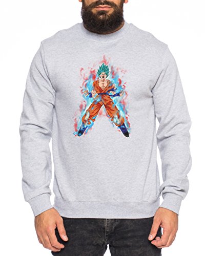 Gokubluefire Herren Sweatshirt Goku Dragon Master Son Ball Vegeta Turtle Roshi Db, Farbe:Grau;Größe:XXL von Sambosa