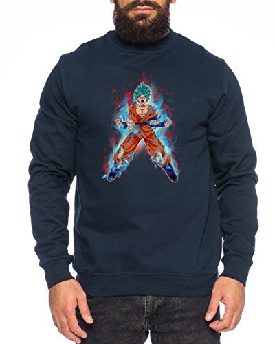 Gokubluefire Herren Sweatshirt Goku Dragon Master Son Ball Vegeta Turtle Roshi Db, Farbe:Navy;Größe:M von Sambosa