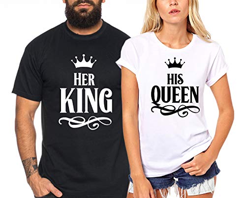 Her King His Queen - Partner-T-Shirt Damen und Herren - 2 Stück - Couple-Shirt Geschenk Set für Verliebte - Partner-Geschenke - Bestes Geburtstagsgeschenk - Partnerlook von Sambosa