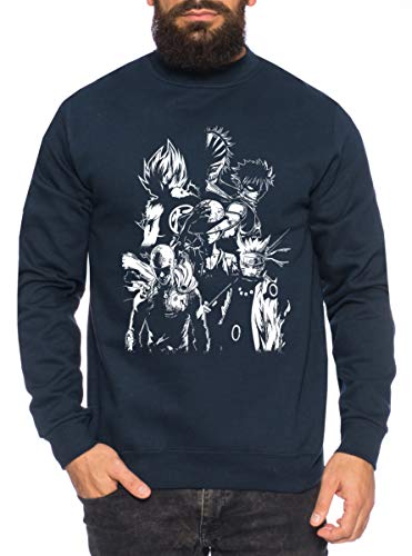 Heroes One Manga Helden Herren Sweatshirt Anime Piece, Farbe:Dunkelblau, Größe:XL von Sambosa