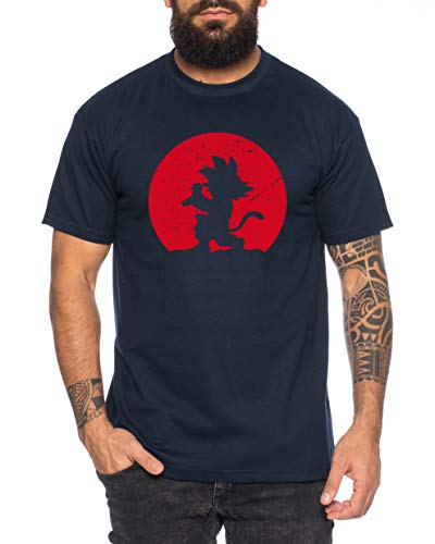 Kame Moon Herren T-Shirt One Goku Dragon Master Son Ball Vegeta Turtle Roshi Piece Golds Db, Farbe:Dunkelblau, Größe:L von Sambosa