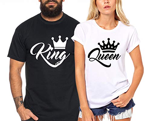 King Queen I - Partner-T-Shirt Damen und Herren - 2 Stück - Couple-Shirt Geschenk Set für Verliebte - Partner-Geschenke - Bestes Geburtstagsgeschenk - Partnerlook von Sambosa