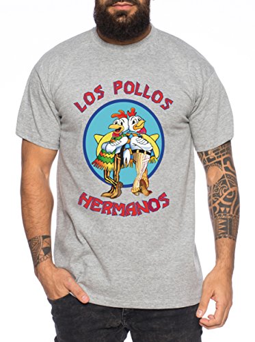 Los Pollos Herren T-Shirt Hermanos Bad Heisenberg Breaking, Farbe:Dunkelgrau Meliert, Größe:Large von Sambosa