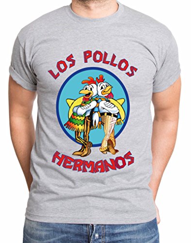 Los Pollos Herren T-Shirt Hermanos Bad Heisenberg Breaking, Farbe:Dunkelgrau Meliert;Größe:XL von Sambosa