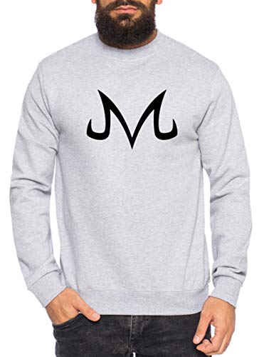 Majin Logo Herren Sweatshirt Son Dragon Master Ball Vegeta Turtle Roshi Db, Farbe:Grau Meliert, Größe:M von Sambosa