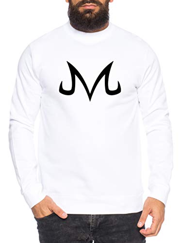 Majin Logo Herren Sweatshirt Son Dragon Master Ball Vegeta Turtle Roshi Db, Größe:XL, Farbe:Weiß von Sambosa