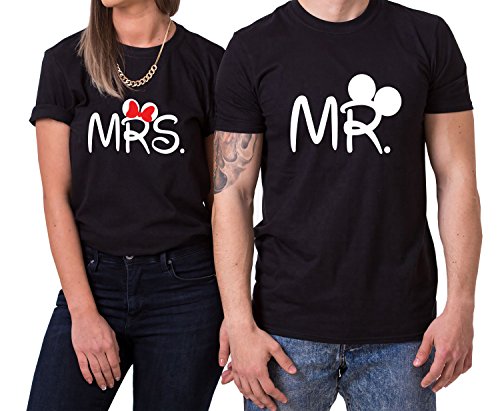 Mister Misses Partner Look Pärchen T-Shirt Set für Pärchen als Geschenk, Größe:3XL;Partner Shirts:Herren T-Shirt Schwarz von Sambosa