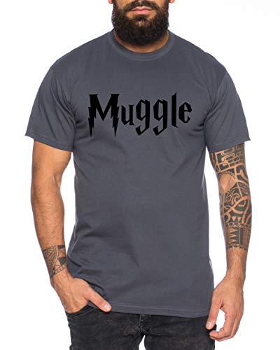 Muggle Herren T-Shirt Potter Zauber Magie Schule Harry, Farbe:Dunkelgrau, Größe:S von Sambosa