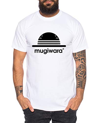 Mugiwara - Herren T-Shirt Son Ruffy Luffy Saitama One Dragon Goku Ball Vegeta Punch Man Piece, Größe:L, Farbe:Weiß von Sambosa