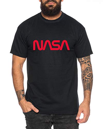 NASA Worm - Herren T-Shirt Astronaut Space Rocket Moon Insignia Space Raumfahrt Astronaut Nerd, Farbe:Schwarz, Größe:4XL von Sambosa