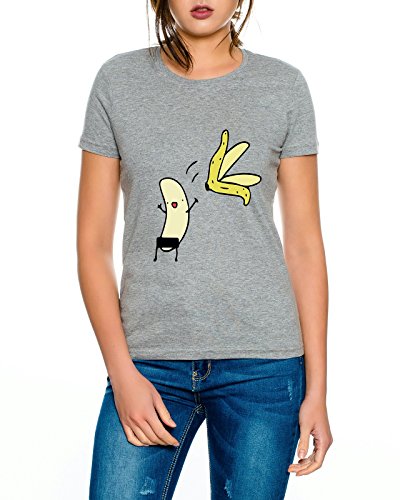 Nackte Banane Nerd Damen T-Shirt, Farbe:Grau;Größe:L von Sambosa