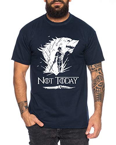 Not Today II - Herren T-Shirt Targaryen Thrones Game of stark Lannister Baratheon Daenerys Khaleesi tv blu-ray DVD, Farbe:Dunkelblau, Größe:XL von Sambosa