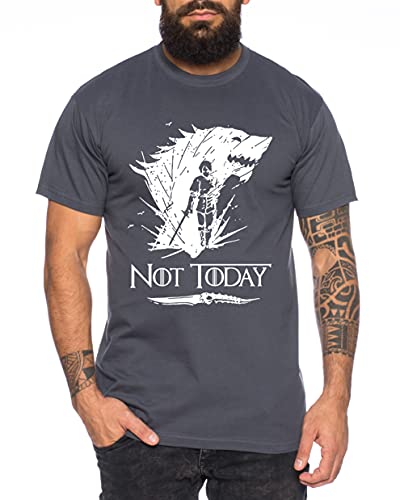 Not Today II - Herren T-Shirt Targaryen Thrones Game of stark Lannister Baratheon Daenerys Khaleesi tv blu-ray DVD, Farbe:Dunkelgrau, Größe:L von Sambosa