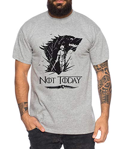 Not Today II - Herren T-Shirt Targaryen Thrones Game of stark Lannister Baratheon Daenerys Khaleesi tv blu-ray DVD, Farbe:Dunkelgrau Meliert, Größe:4XL von Sambosa